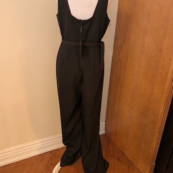 Sleek Black Sleeveless Jumpsuit with Notch Neck and Belt - Picture 4 of 5